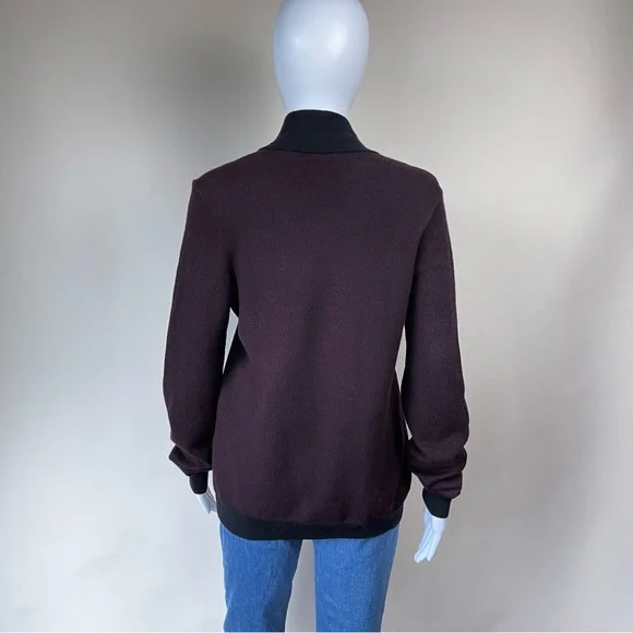 Pal Zileri 100% Lana Wool 1/4 Zip Sweater Burgundy Black - Picture 5 of 15
